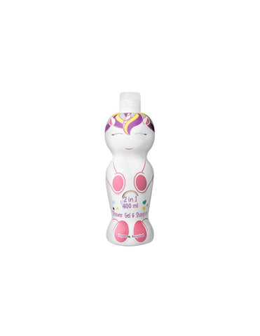 Cartoon Air-Val Eau My Unicorn gel and shampoo set, 400ml, by Jag Couture London - New York, featuring colorful unicorn-themed packaging.