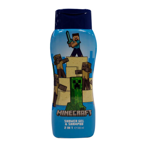 Cartoon Minecraft 2-in-1 gel shampoo bottle, 500ml, by Jag Couture London - New York with colorful Minecraft-themed design