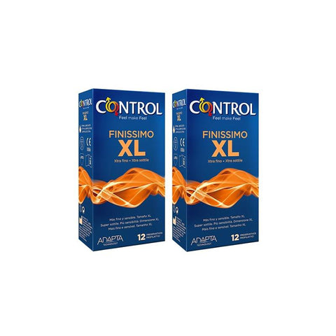 Control Condoms Finissimo XL pack of 24 units by Jag Couture London - New York, featuring sleek black packaging with product branding.