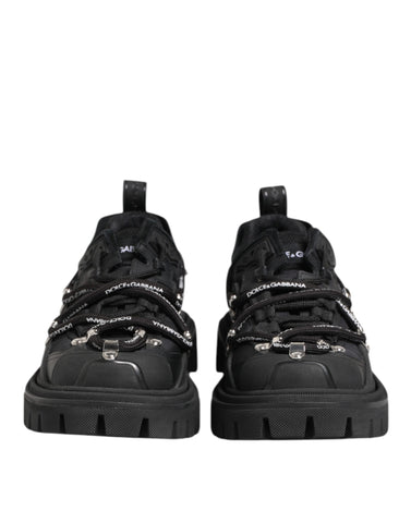 Black Low Top Lace Up Trekking Sneakers Shoes