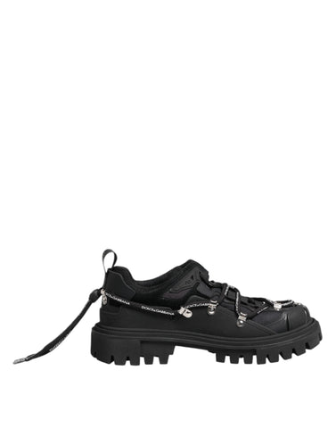 Black Low Top Lace Up Trekking Sneakers Shoes