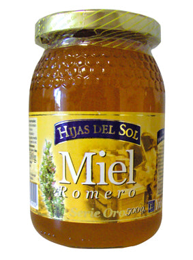Jar of Ynsadiet Miel Romero honey from Jag Couture London New York, 500g, showing the honey inside the glass jar.