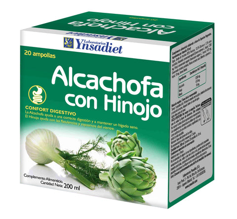 Jag Couture London - New York Ynsadiet Alcachofa con Hinojo supplement, 20 ampules, featuring artichoke and fennel ingredients.