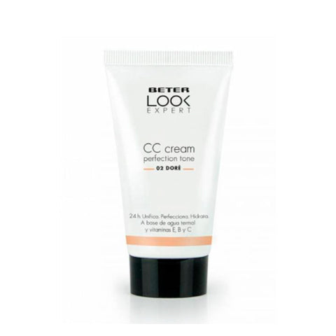 Jag Couture London New York Beter CC Cream Perfect Colour Doré SPF 30, smooth beige tube with product details.