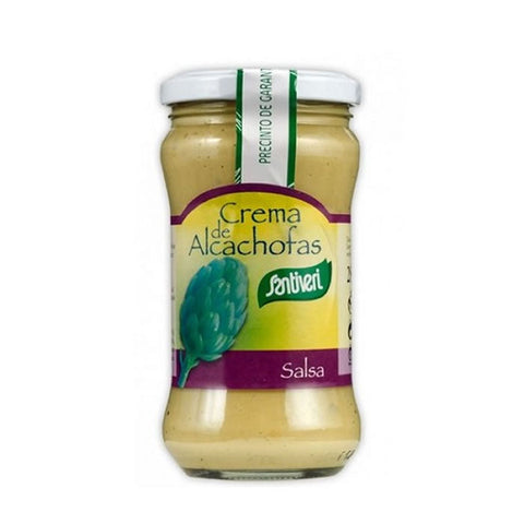 Jar of Santiveri Artichoke Cream by Jag Couture London New York, 285g, with fresh artichoke illustration on the label.