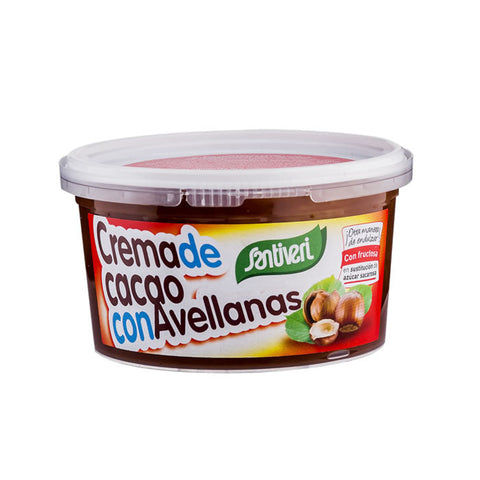 Jar of Santiveri Hazelnut Cocoa Cream by Jag Couture London with a smooth hazelnut and chocolate spread texture.