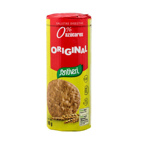Santiveri Digestive Biscuits in 190g package, featuring golden-brown, crispy biscuits with a textured surface.