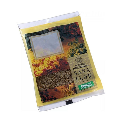 Eucalyptus plant in a 50g Santiveri Eucalyptus Plant Bag with natural packaging, displayed on a neutral background.