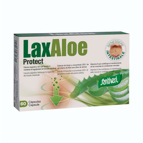 Santiveri Laxaloe 60 capsules in a bottle, natural herbal supplement for digestion and bowel health, by Jag Couture London - New York