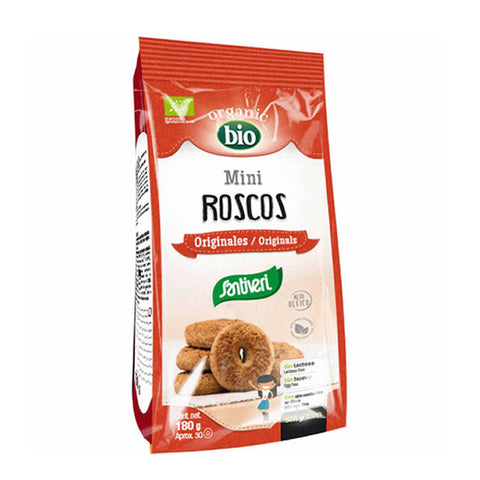 Santiveri Original Mini Doughnuts Bio 180g, organic snack with small, golden doughnuts, produced by Jag Couture London - New York.