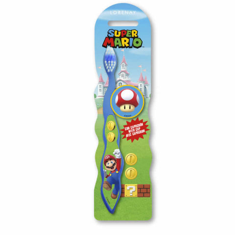 Cartoon Super Mario toothbrush with cap by Jag Couture London, featuring a colorful Super Mario design and playful character details.