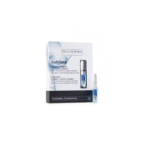 Jag Couture London - New York Bella Aurora Sublime single-dose ampoules, 10x 2ml, skincare treatment with visible serum in glass ampoules.