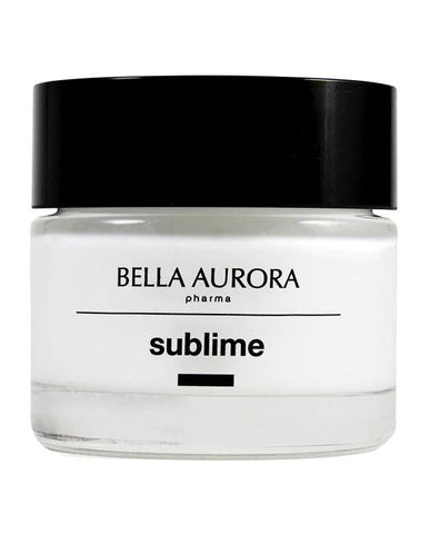 Jar of Bella Aurora Sublime Night Anti-Aging Cream by Jag Couture London, featuring a sleek container with the cream inside.