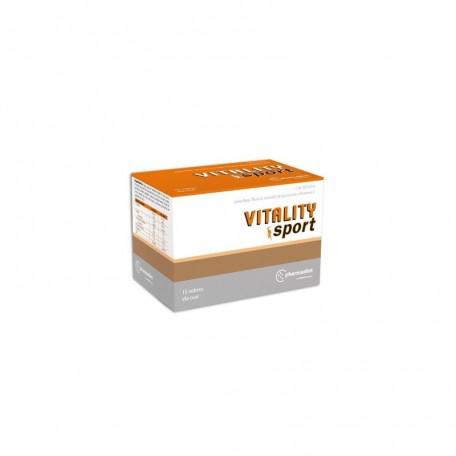 Forté Pharma Pharmadiet Vitality Sport 15 Vials, energy and recovery supplement with colorful vial bottles, branded by Jag Couture London.