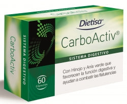 Dietisa Carboactiv 60 capsules supplement bottle with label, designed to support carbohydrate absorption and digestion.