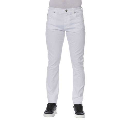 White Trussardi jeans by Jag Couture London featuring classic denim style and structured fit.