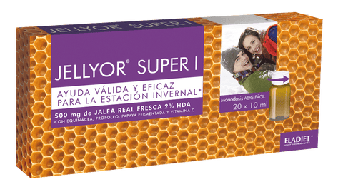 Jag Couture London - New York Jellyor Super I 20 ampollas in a box, showing the product packaging and ampollas for health and wellness.