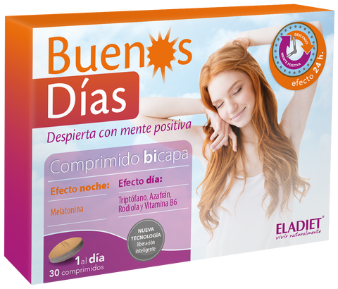 Eladiet Buenos Dias 30 capsules supplement by Jag Couture London New York, featuring a bottle of dietary vitamins and supplements.
