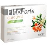 Eladiet Fitoforte Curcuma supplement in a bottle with 30 tablets, natural turmeric extract for health support.
