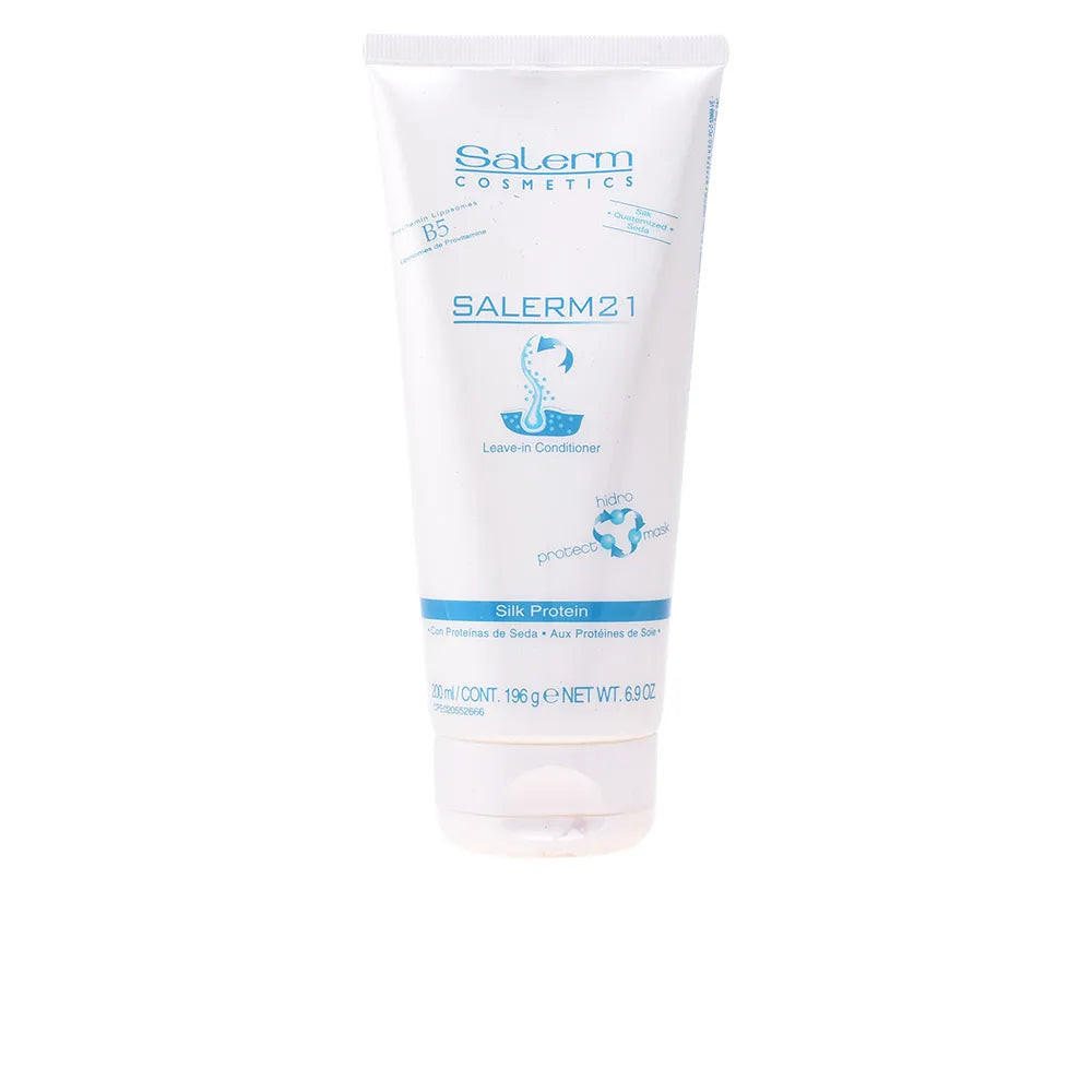 Salerm Cosmetics 21 Silk Protein Leave-in Conditioner in 200ml bottle, suitable for nourishing and smoothing hair.