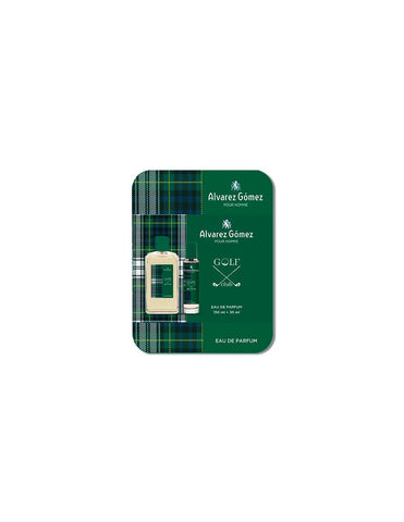 Alvarez Gómez Alvarez G Golf Club Lata 150 Edp perfume bottle by Jag Couture London, featuring a sleek design in a metal tin.