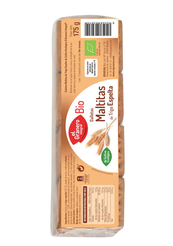 Organic spelt malt biscuits in a 175g package from Granero Galletas Maltitas Espelta Bio by Jag Couture London New York.