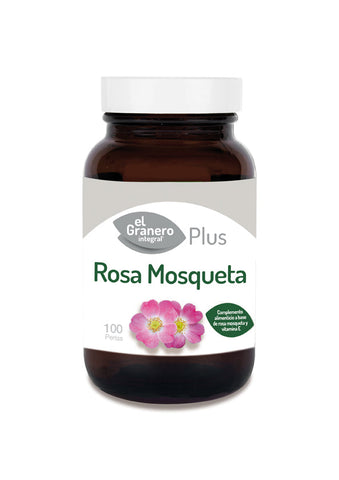 Jag Couture London Rosa Mosqueta 700mg perlas, natural skincare supplement with 100 capsules in a clear container.