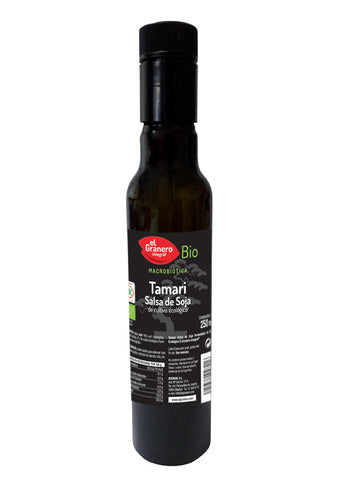 Organic Granero Tamari soy sauce in a 250ml bottle, produced by Jag Couture London - New York.