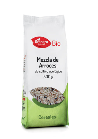 Organic rice blend in a 500g package from Jag Couture London - New York, featuring a mix of different rice varieties in a resealable bag.