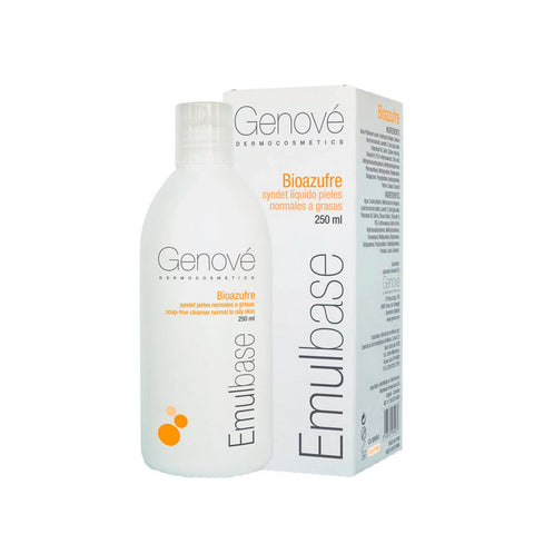 Genové Biosulphur Emulbase 250ml bottle by Jag Couture London New York, showing the product container and label.