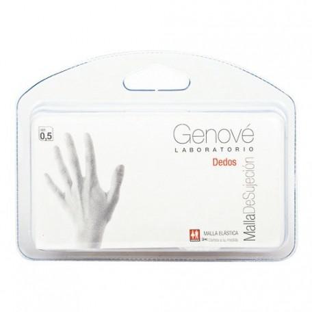 Genové Genocure tubular elastic finger brace by Jag Couture London - New York, shown on fingers in a close-up image.