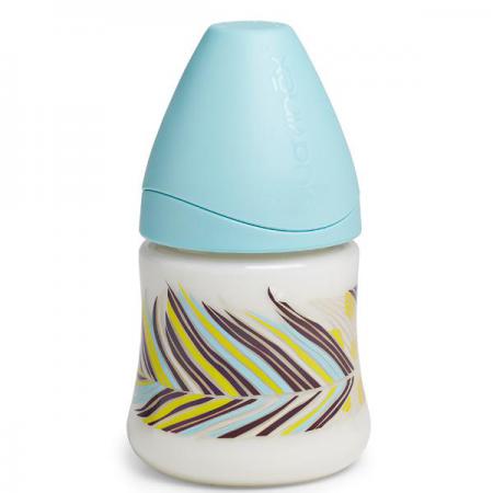 Jag Couture London - New York Suavinex Prêt-À-Porter Biberón Anatómico Talla 1, baby bottle with ergonomic design and colorful cap.
