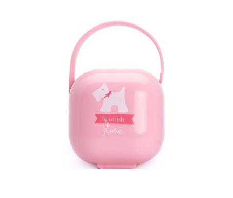 Pink Suavinex pacifier box by Jag Couture London - New York, featuring a sleek design for storing baby pacifiers.