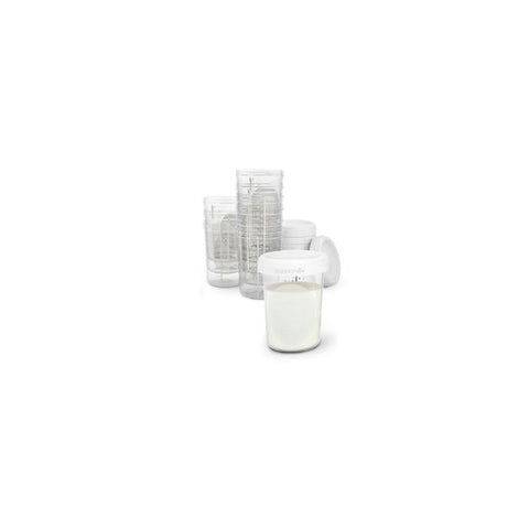Set of 10 Suavinex storage containers by Jag Couture London - New York, with clear plastic lids and multiple sizes for food storage.