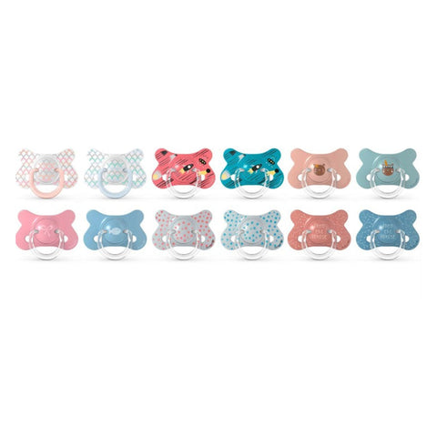 Jag Couture London - New York Suavinex Fusion Anatomical Silicone Teat for 4-18 months, shown in a pair of baby bottle nipples.