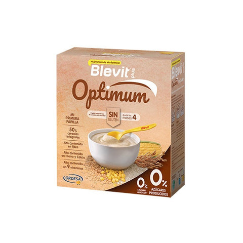 Blevit Plus Optimum gluten-free baby food jar by Jag Couture London New York, 400g container with label and lid.