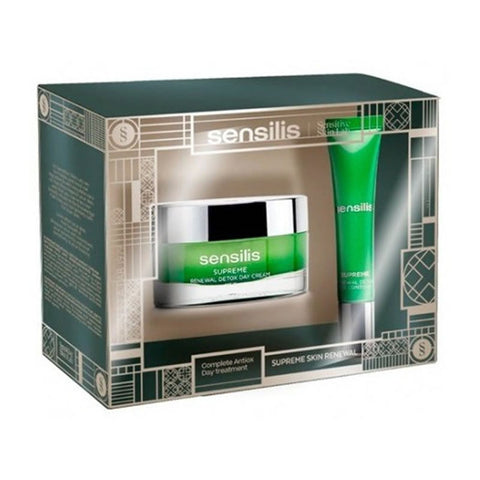 Sensilis Supreme Renewal Detox gift set featuring day cream and eye contour, ideal for skincare and anti-aging.