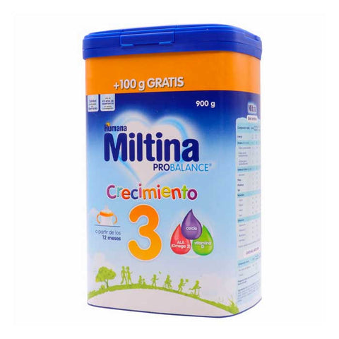 Humana Miltina Probalance 3 infant formula in 900g packaging, displayed with brand information from Jag Couture London - New York.