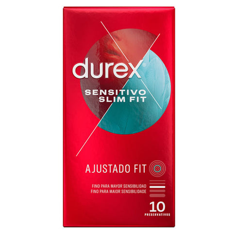 Durex Sensitive Slim Fit condoms in a pack of 10, featuring discreet packaging from Jag Couture London - New York.