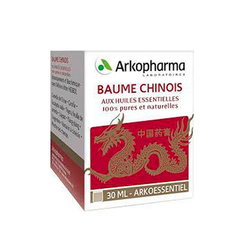 Jar of Arkopharma Chinese Balm in 30g container, with herbal ingredients and natural herbal remedy packaging.