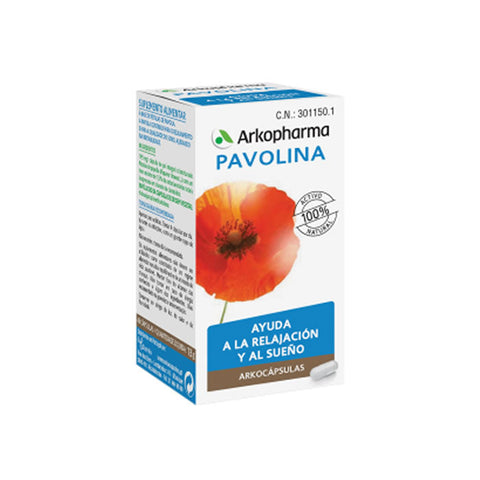 Arkocapsulas Pavolina supplement in a bottle with 48 capsules, from Jag Couture London New York, showing the product label.