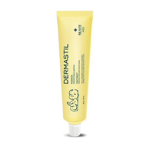 Jag Couture London Dermastil protective and soothing ointment jar, 50g, with white and blue packaging and lid.