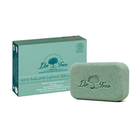 Jag Couture London New York Dr. Tree Exfoliating Solid Gel 120g, natural skincare product in a clear jar with gel texture.
