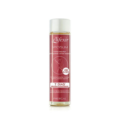 Phergal Elifexir Dermo Spicyslim U&G Oil 150ml from Jag Couture London, featuring a sleek bottle with herbal and spicy ingredients.
