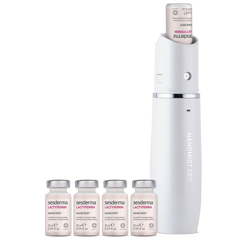 Sesderma Lactyferrin Nano Mist Defense with device and 5 vials, a skincare set for hydration and skin protection from Jag Couture London.