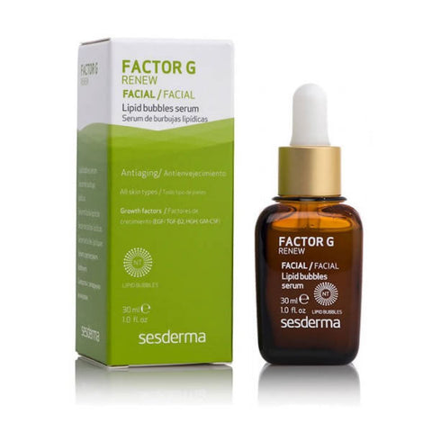 Sesderma Factor G Renew Facial Lipid Bubbles Serum in 30ml bottle, featuring a sleek design and clear labeling.