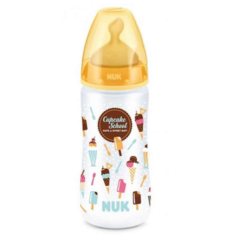Jag Couture London baby bottle with cupcake design, latex teat, 300ml capacity for ages 6-18 months, ideal for young children.