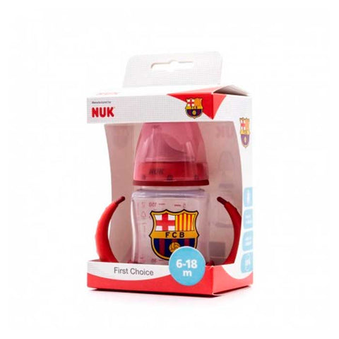 Jag Couture London-New York Nuk silicone baby bottle, 150ml, with a clear silicone body and colorful cap, designed for infants.