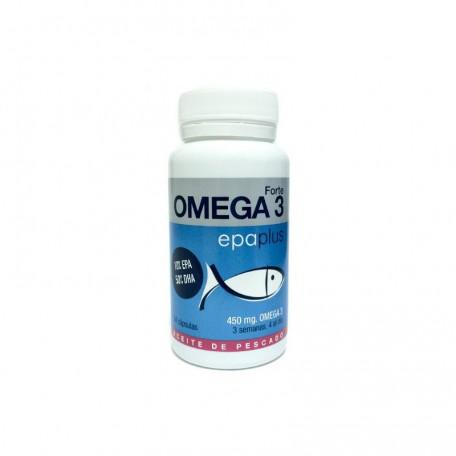 Epaplus Omega 3 Forte supplement bottle by Jag Couture London featuring softgel capsules with omega-3 fish oil on a white background