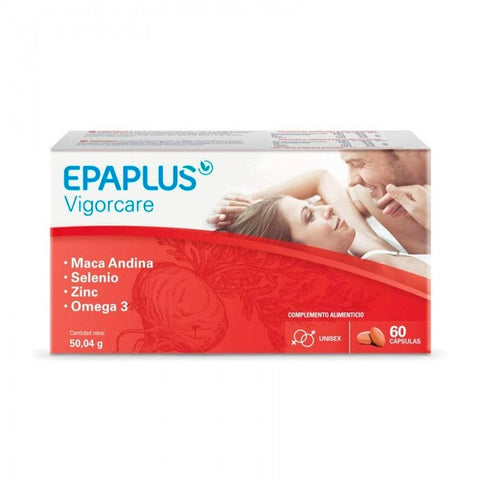 Epaplus Vigorcare+ 60 capsules bottle from Jag Couture London - New York, showing the product packaging and label.